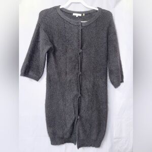 Minnie Rose Black Raccoon Rabbit Hair Wool Sweater Cardigan Size XS